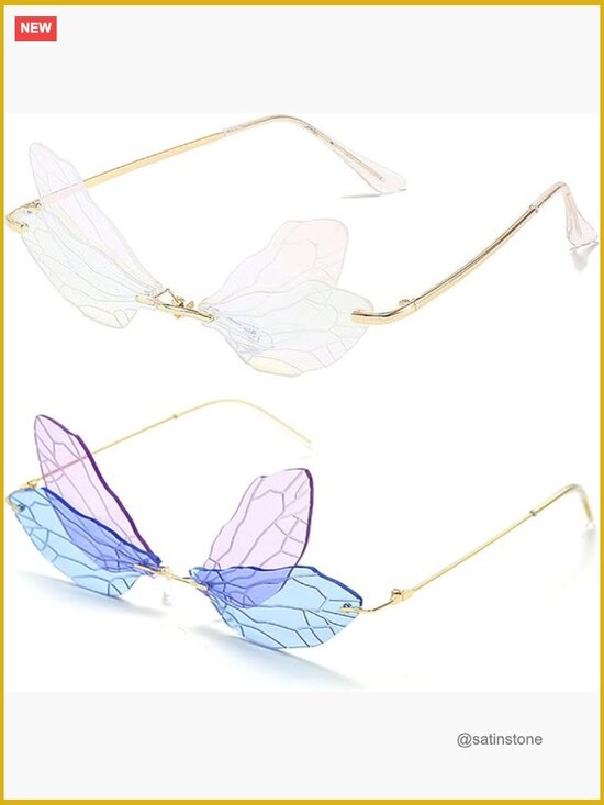 Rimless Rimless Butterfly Sunglasses Women Trendy Creative Disco Glasses main image 5
